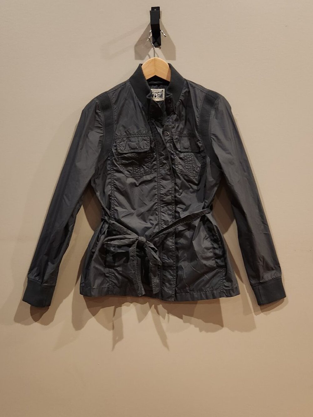 Converse Black Belted Utility Jacket Women's Medium Lightweight Cargo